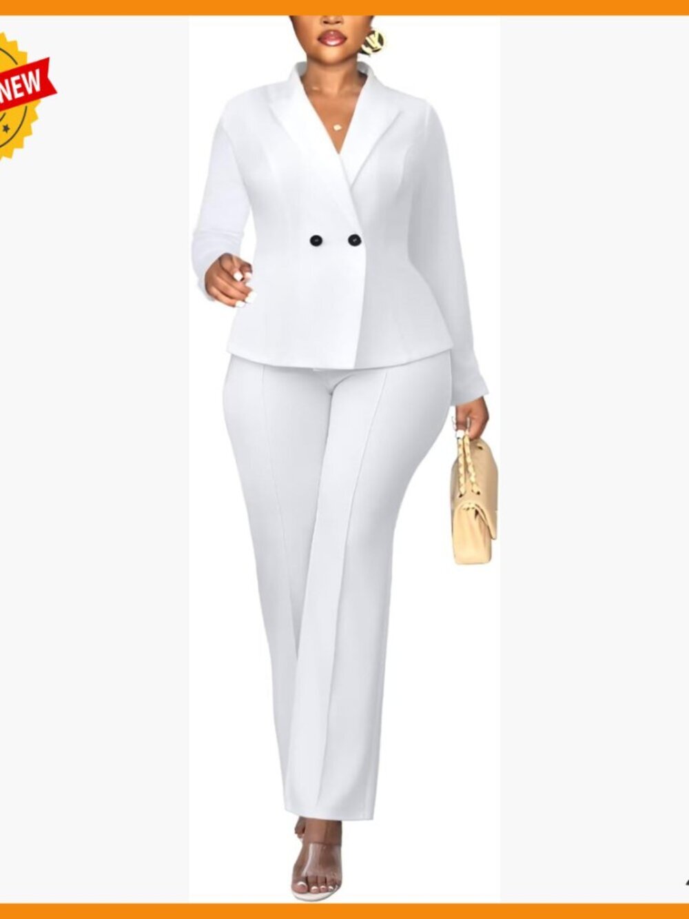 Women's Double Breasted Blazer Pantsuit 2-Piece Work Business Formal Set